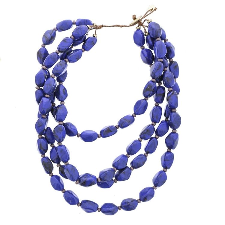 4 ROWS RESIN BEADS SHORT NECKLACE