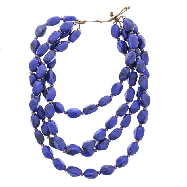 4 ROWS RESIN BEADS SHORT NECKLACE