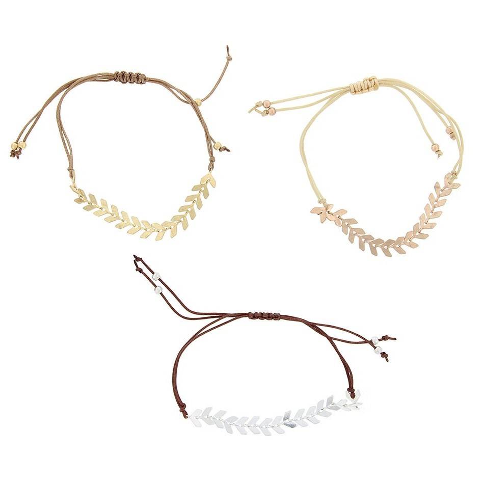 METAL HERRINGBONE MACRAME BRACELET