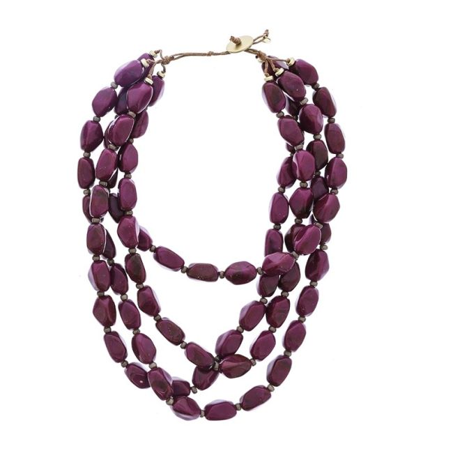 4 ROWS RESIN BEADS SHORT NECKLACE