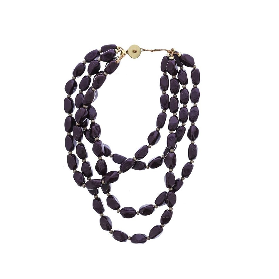 4 ROWS RESIN BEADS SHORT NECKLACE