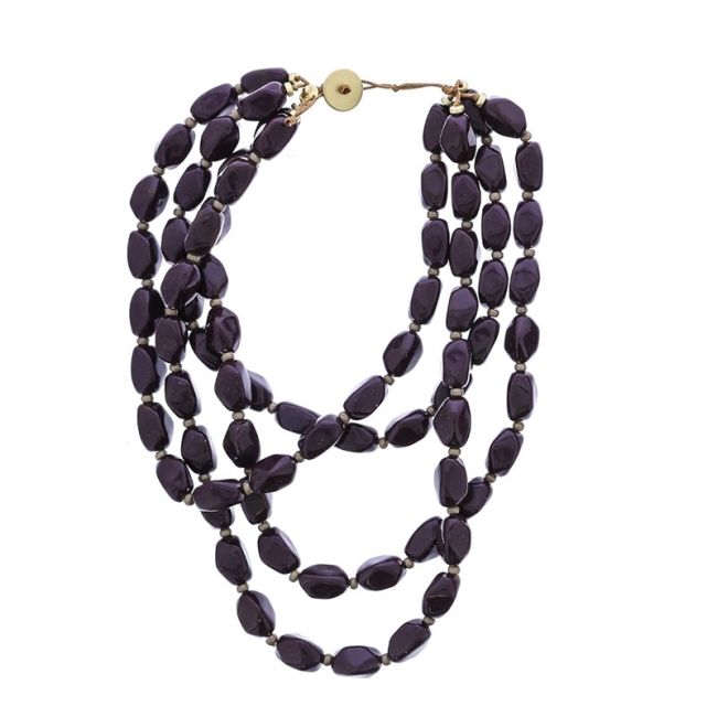 4 ROWS RESIN BEADS SHORT NECKLACE