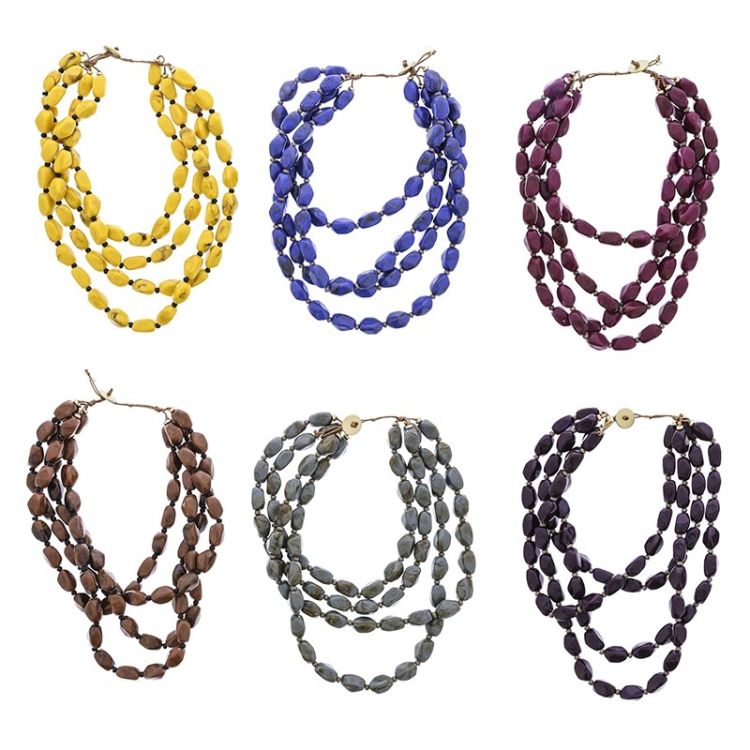 4 ROWS RESIN BEADS SHORT NECKLACE 2