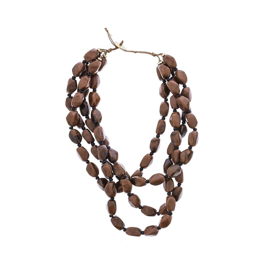 4 ROWS RESIN BEADS SHORT NECKLACE