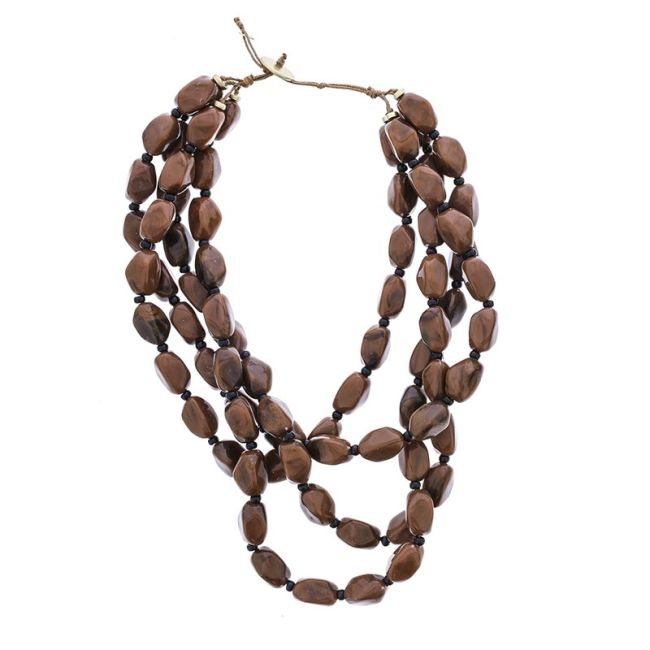 4 ROWS RESIN BEADS SHORT NECKLACE