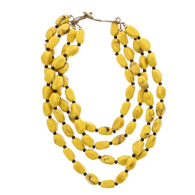 4 ROWS RESIN BEADS SHORT NECKLACE