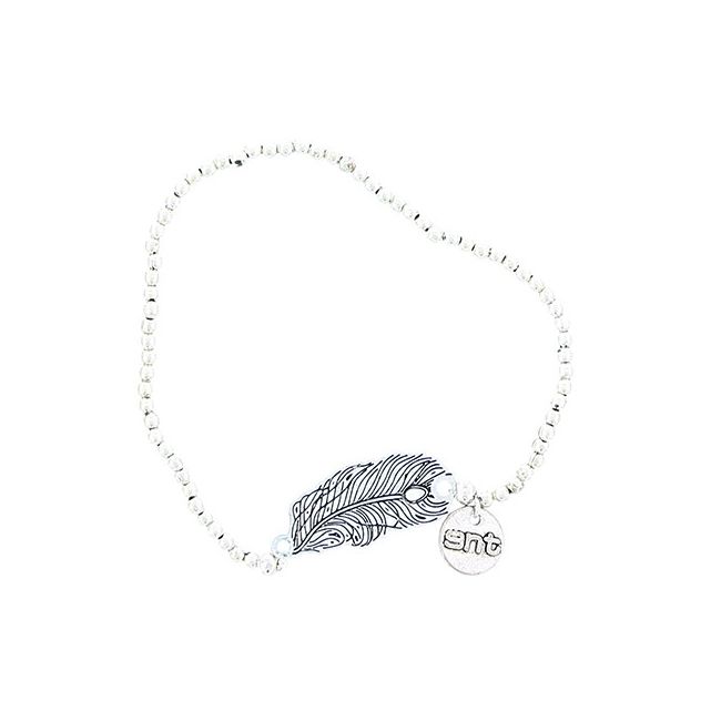 PULSERA CUENTAS PLUMA METAL