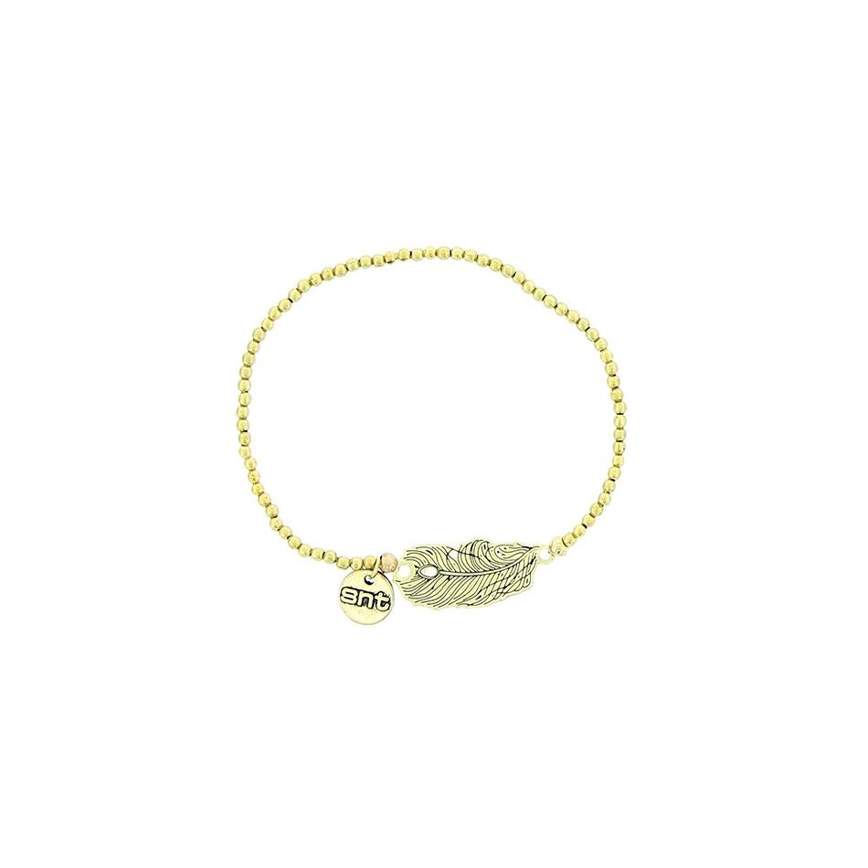 PULSERA CUENTAS PLUMA METAL