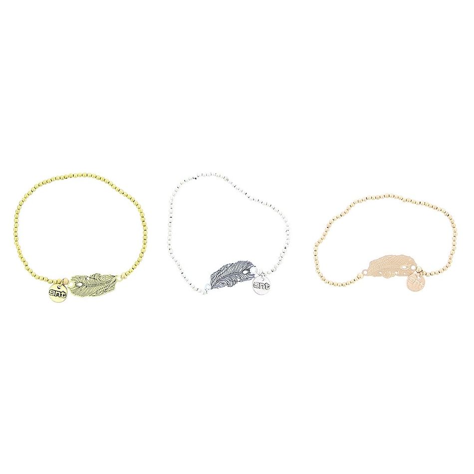 METAL FEATHER BEADS BRACELET