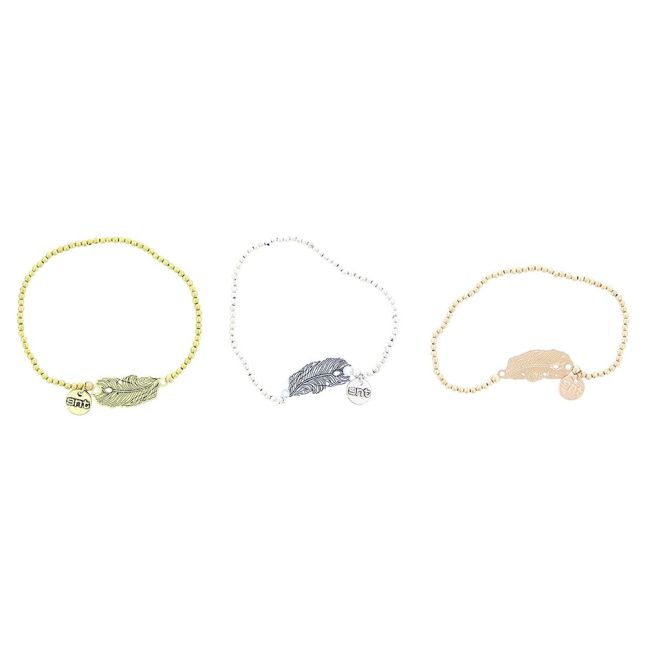 METAL FEATHER BEADS BRACELET