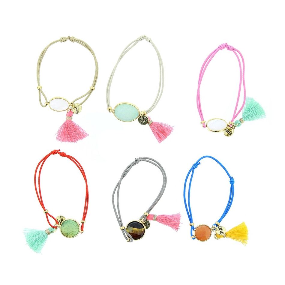 PULSERA GOMITA PIEDRA FLECO