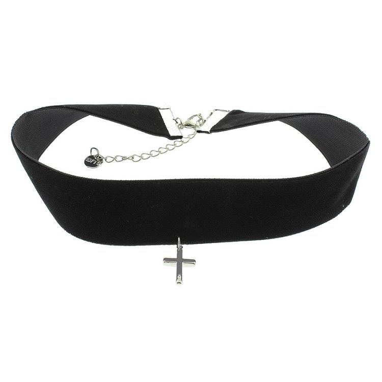 CHOKER TERCIOPELO CRUZ COLGANTE