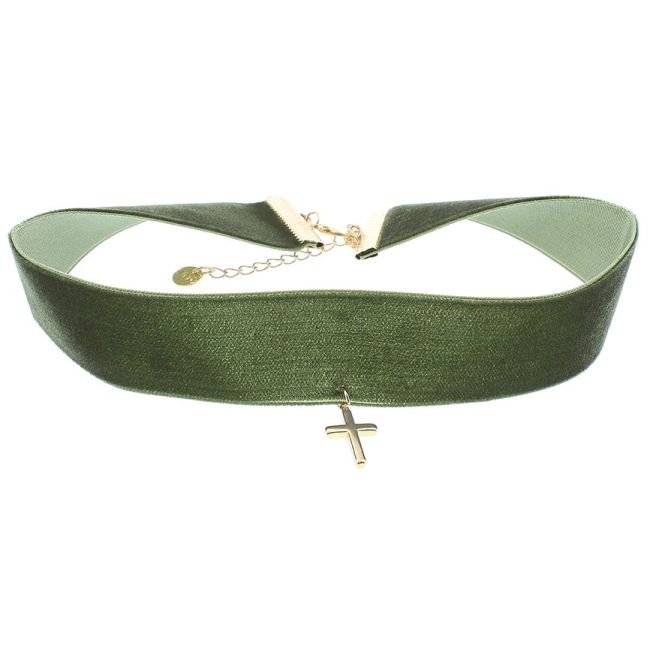 VELVET CROSS PENDANT CHOKER