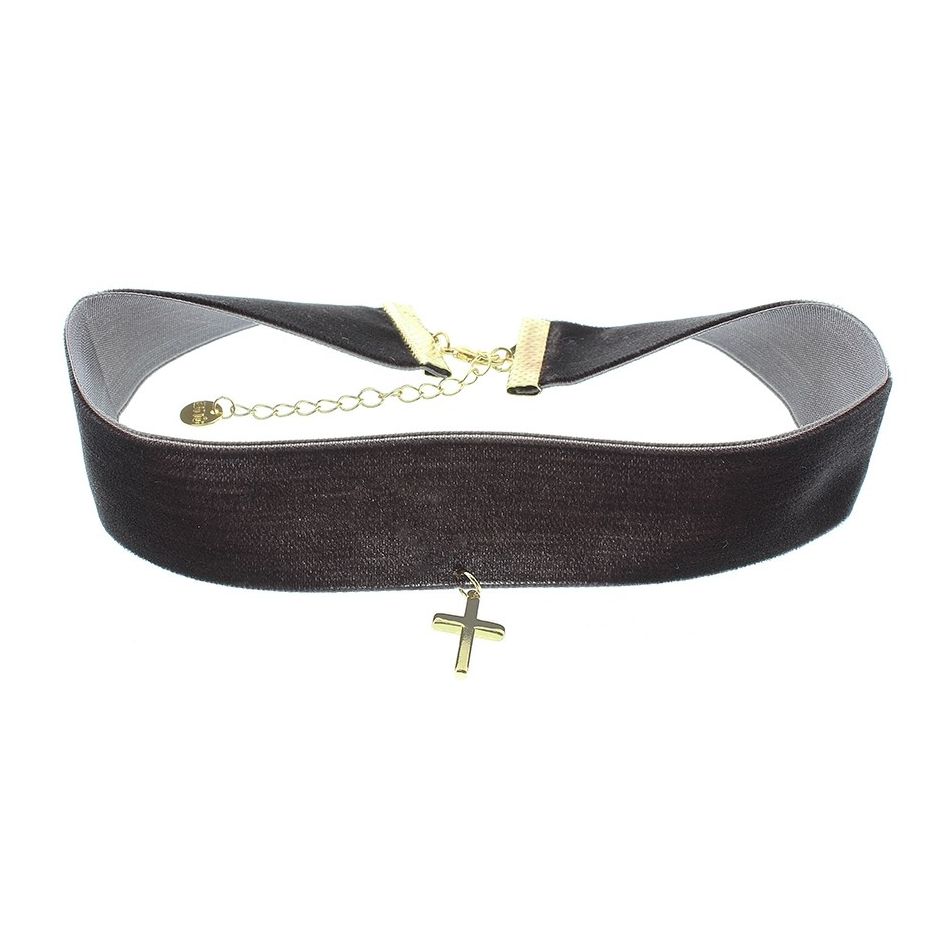 CHOKER TERCIOPELO CRUZ COLGANTE