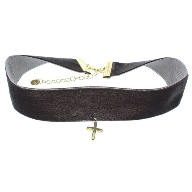 CHOKER TERCIOPELO CRUZ COLGANTE