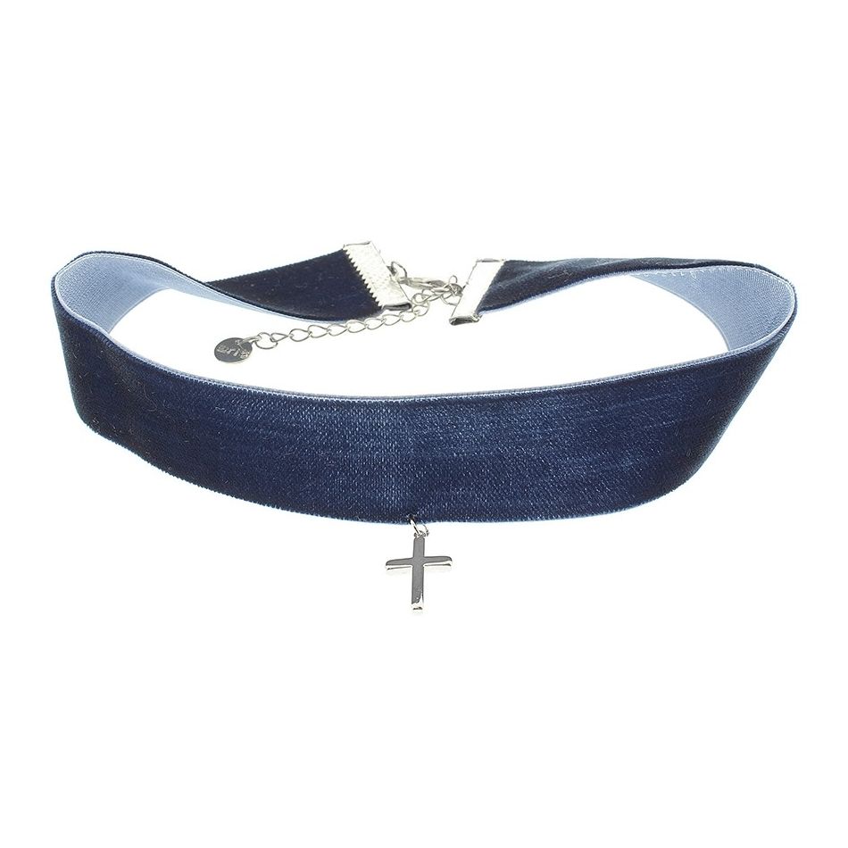 VELVET CROSS PENDANT CHOKER