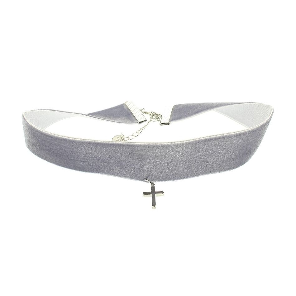 VELVET CROSS PENDANT CHOKER
