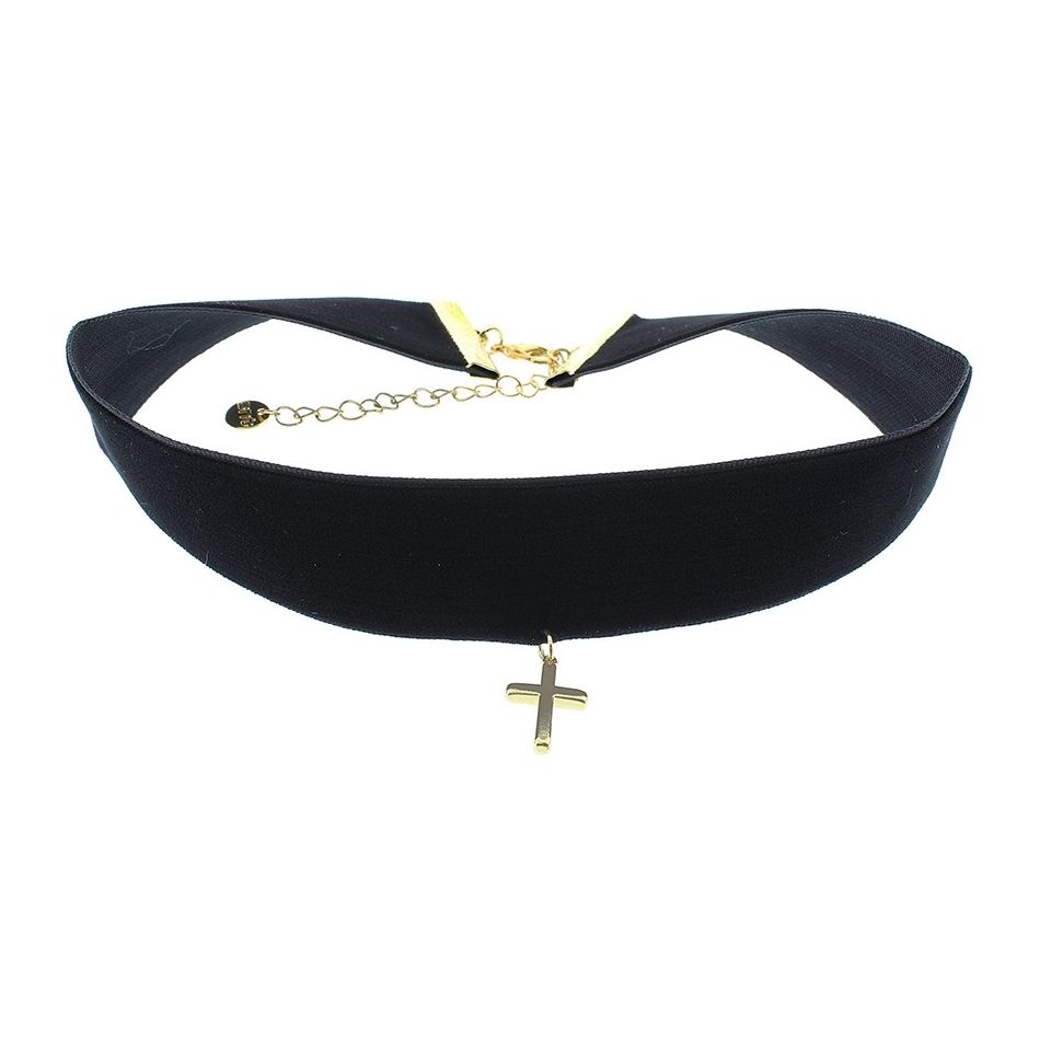 CHOKER TERCIOPELO CRUZ COLGANTE