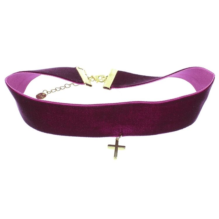 CHOKER TERCIOPELO CRUZ COLGANTE 2