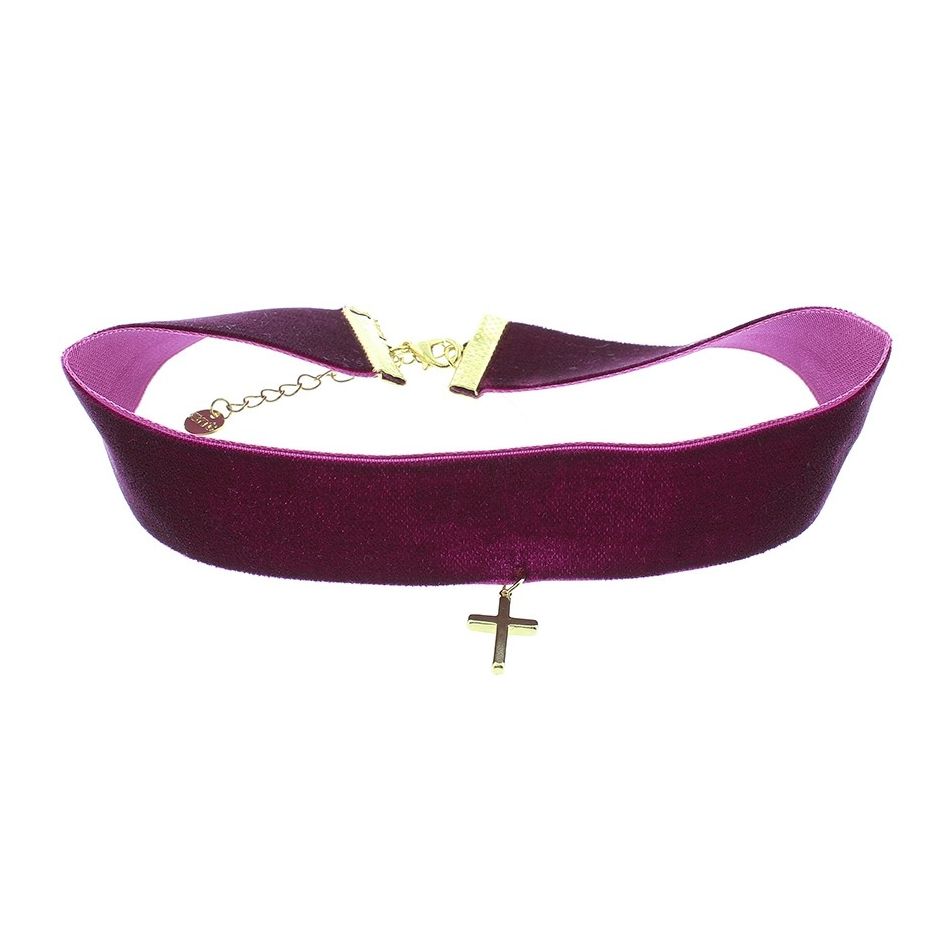 CHOKER TERCIOPELO CRUZ COLGANTE