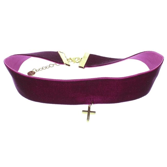 CHOKER TERCIOPELO CRUZ COLGANTE
