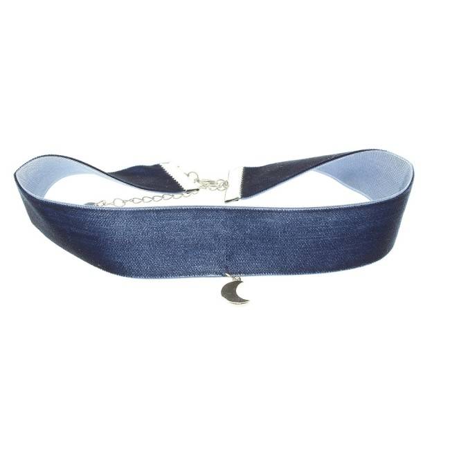 VELVET CHOKER 2.5CM HALF MOON PENDANT