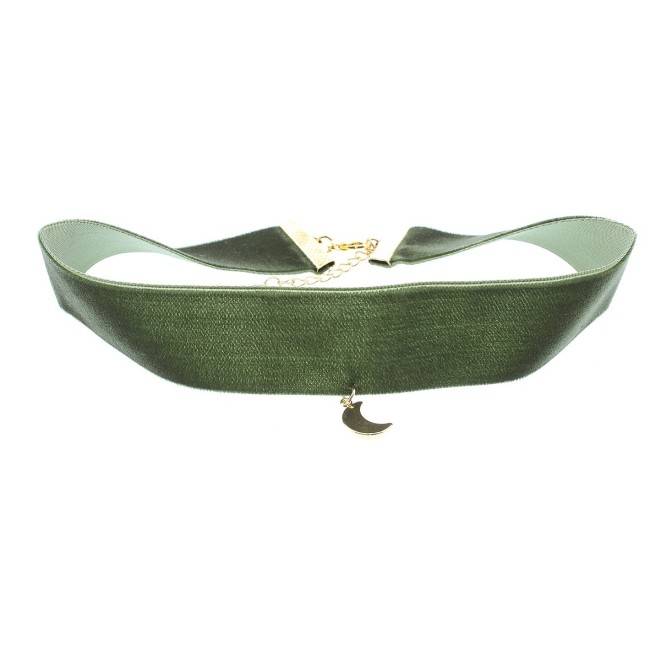 CHOKER  TERCIOPELO 2.5CM MEDIA LUNA COLGANTE