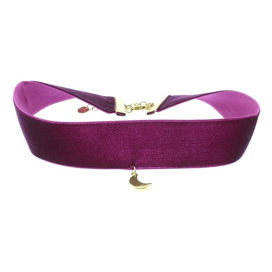 CHOKER  TERCIOPELO 2.5CM MEDIA LUNA COLGANTE