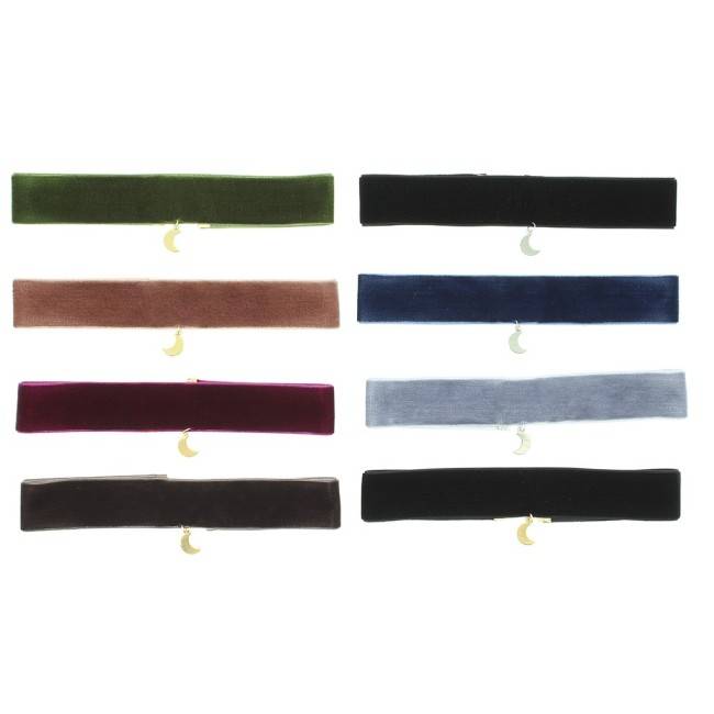 CHOKER  TERCIOPELO 2.5CM MEDIA LUNA COLGANTE
