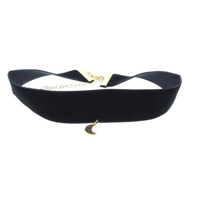 VELVET CHOKER 2.5CM HALF MOON PENDANT