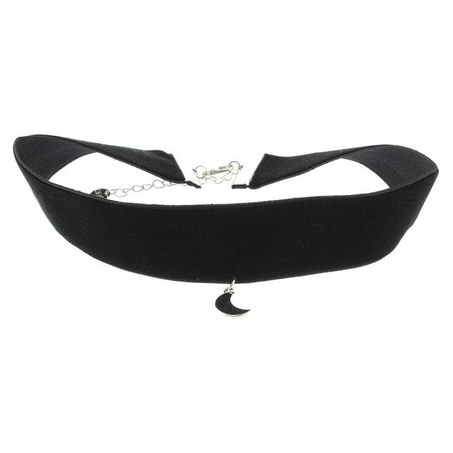 CHOKER  TERCIOPELO 2.5CM MEDIA LUNA COLGANTE