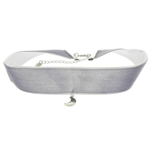 VELVET CHOKER 2.5CM HALF MOON PENDANT