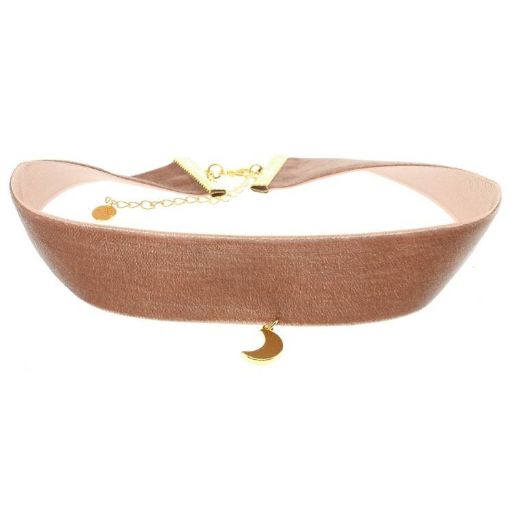 CHOKER  TERCIOPELO 2.5CM MEDIA LUNA COLGANTE 2
