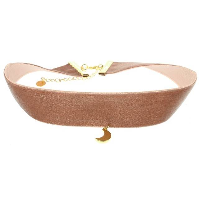 CHOKER  TERCIOPELO 2.5CM MEDIA LUNA COLGANTE
