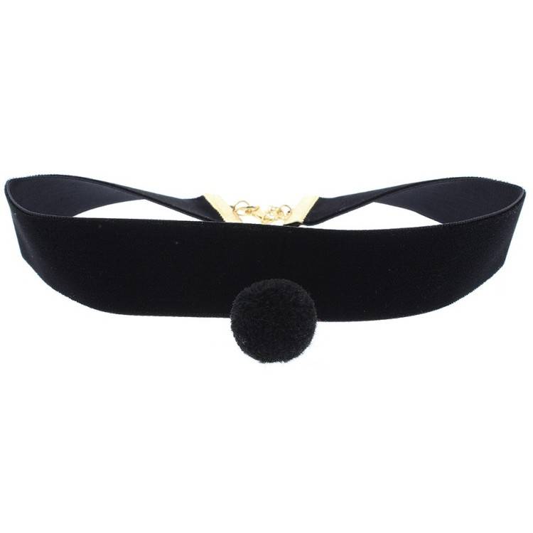 CHOKER  TERCIOPLEO 2.5CM POMPÓN COLGANTE