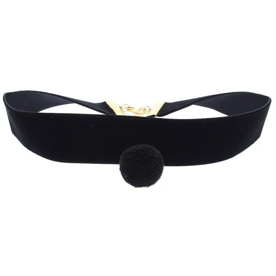 CHOKER  TERCIOPLEO 2.5CM POMPÓN COLGANTE