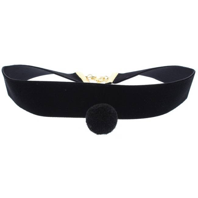 CHOKER  TERCIOPLEO 2.5CM POMPÓN COLGANTE