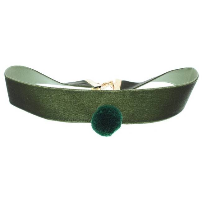 CHOKER  TERCIOPLEO 2.5CM POMPÓN COLGANTE