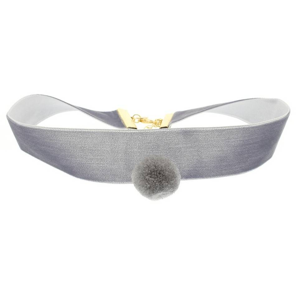 CHOKER  TERCIOPLEO 2.5CM POMPÓN COLGANTE