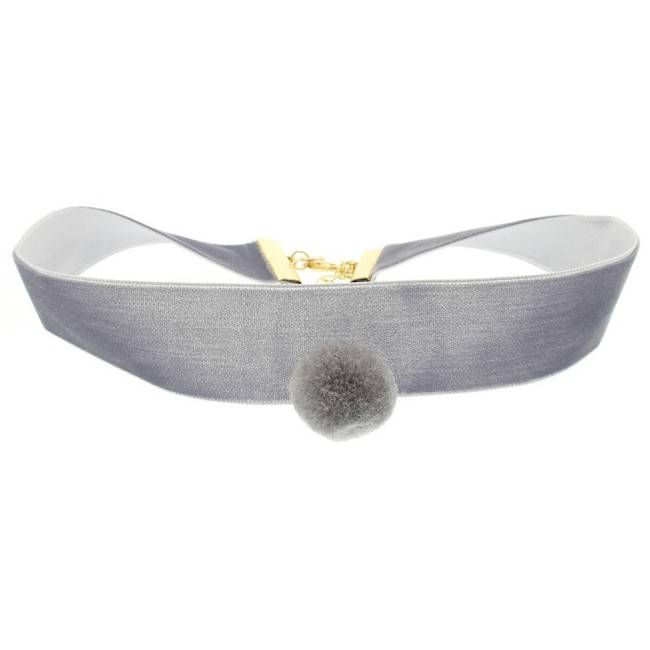 CHOKER  TERCIOPLEO 2.5CM POMPÓN COLGANTE