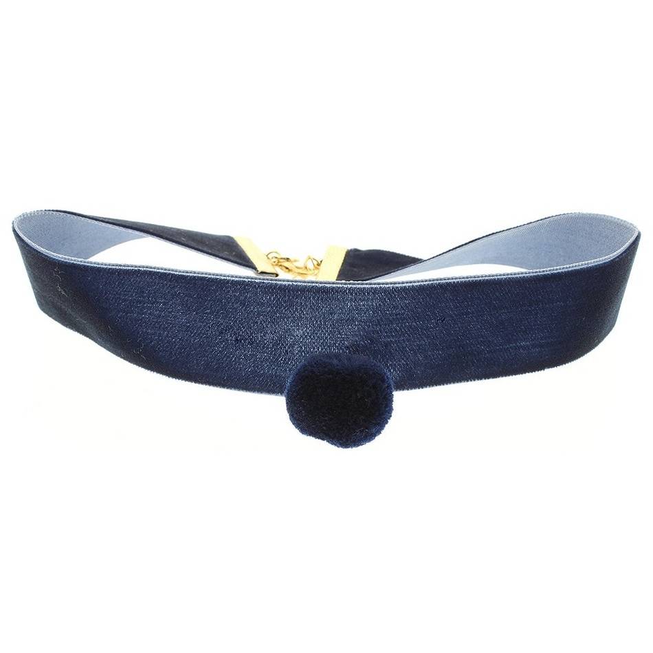 CHOKER  TERCIOPLEO 2.5CM POMPÓN COLGANTE