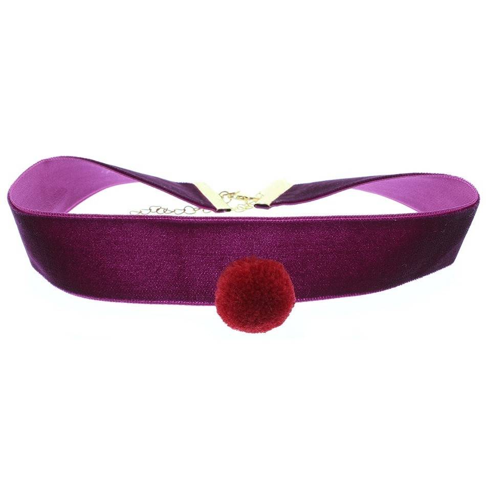 VELVET CHOKER 2.5CM POMPOM PENDANT