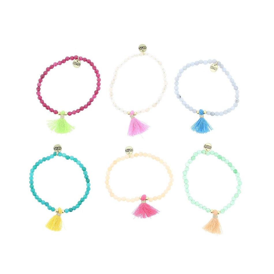 FRINGED STONE BEADS BRACELET