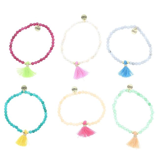PULSERA CUENTAS PIEDRAS FLECO