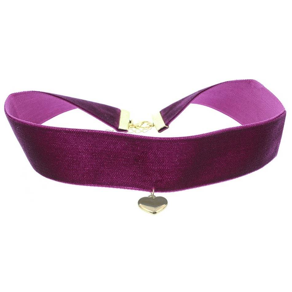 VELVET CHOKER 2.5CM HEART PENDANT