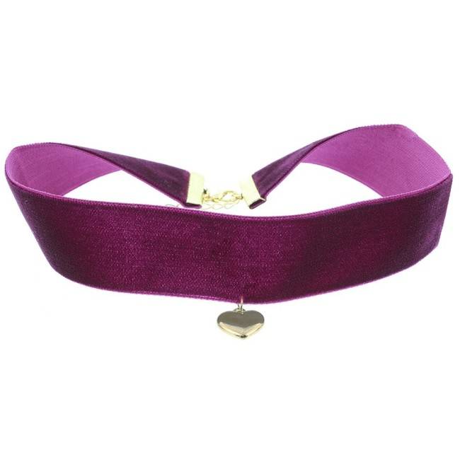 VELVET CHOKER 2.5CM HEART PENDANT