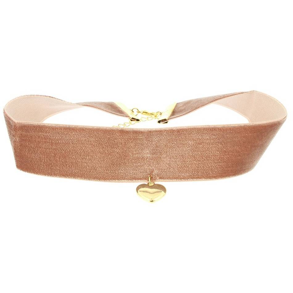 VELVET CHOKER 2.5CM HEART PENDANT
