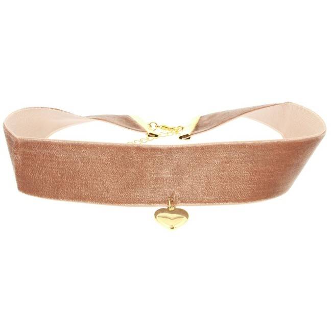 VELVET CHOKER 2.5CM HEART PENDANT