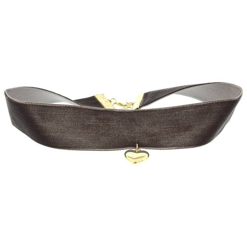 VELVET CHOKER 2.5CM HEART PENDANT