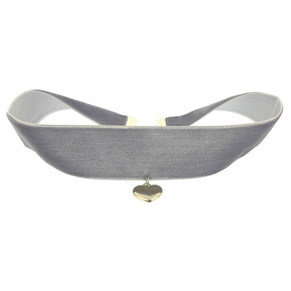 VELVET CHOKER 2.5CM HEART PENDANT